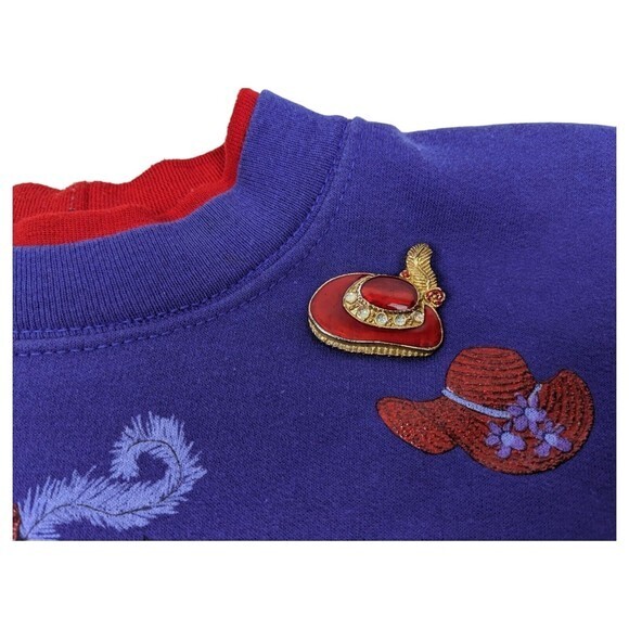 Vintage Artisans Sweatshirt All Over Print Sun Hat w/ brooch - Picture 4 of 10